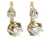 Two Stone Diamond Drop French Earrings