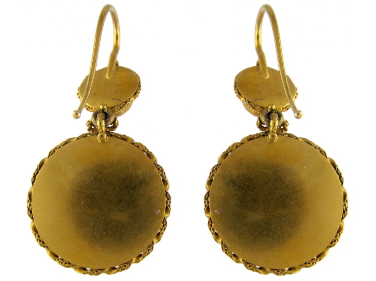 18ct Gold & Coral Victorian Drop Earrings