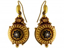 15ct Gold Victorian Drop Earrings with Star Motif