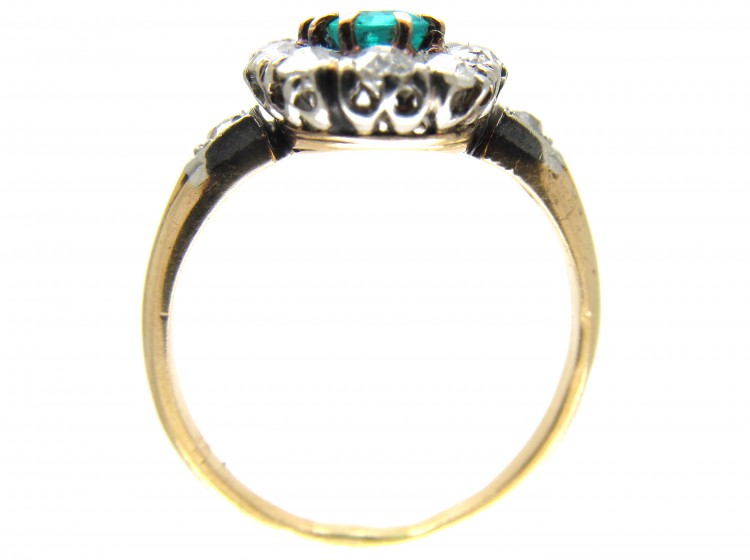 Emerald & Diamond Edwardian Cluster Ring