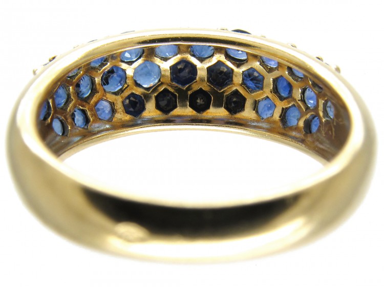Burma Sapphire Bombe Pavé Set Gold Ring