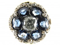 Large Victorian Rose Diamond & Sapphire Cluster Ring