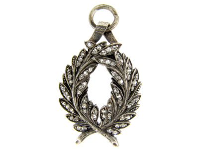 Diamond Set Silver Laurel Leaves Charm