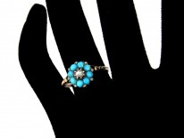 French Regency Turquoise & Diamond Cluster Ring