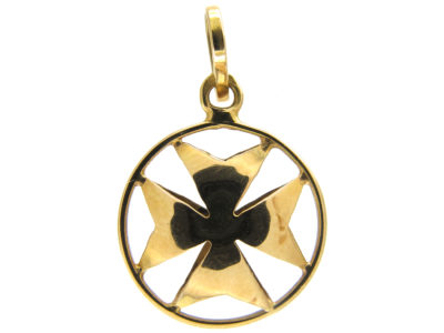 Gold Maltese Cross Pendant Charm
