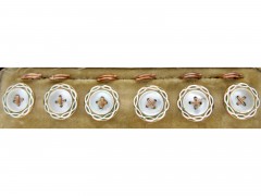 Set of Six Gold & Enamel Buttons in Original Case
