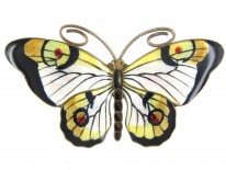 Silver Black & Yellow Butterfly Brooch