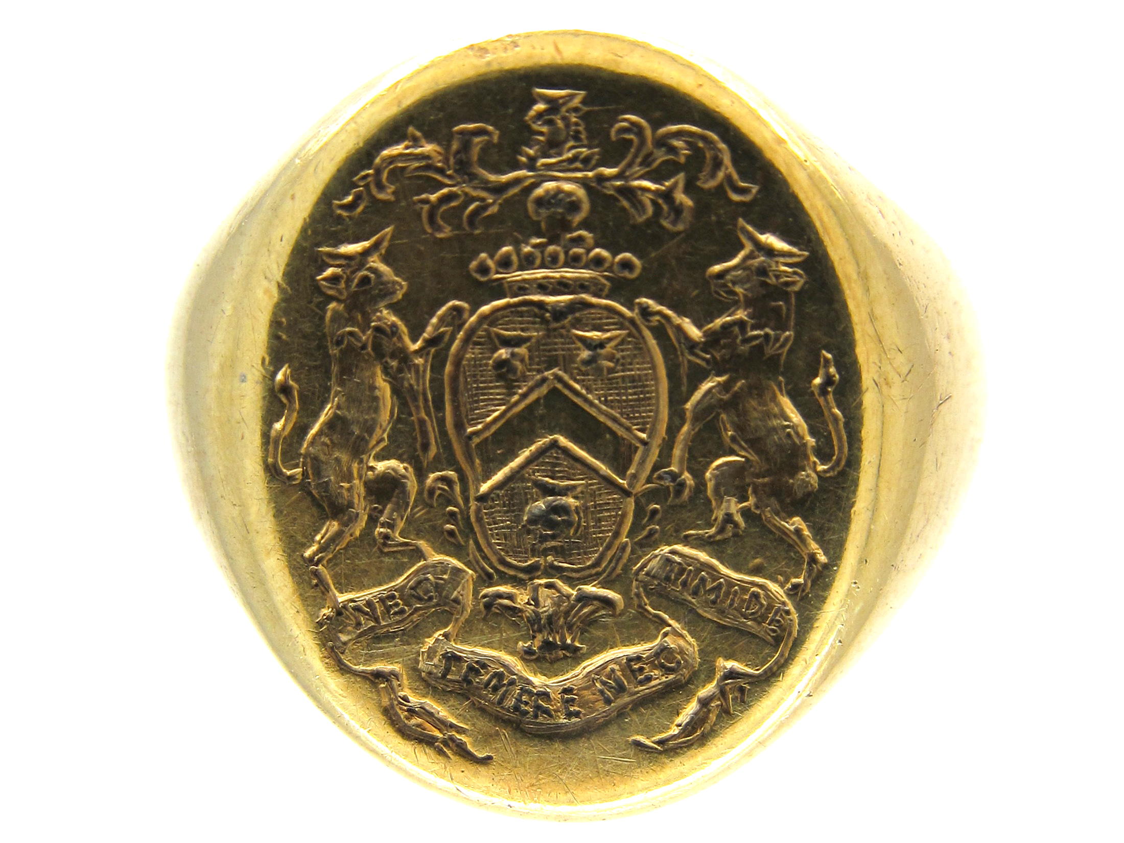 14ct Gold Signet Ring with Good Crest (31E) | The Antique Jewellery Company