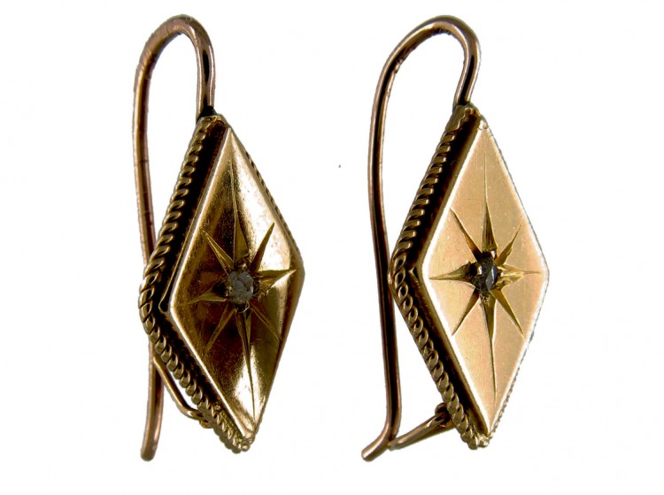 Victorian 18ct Gold Diamond Set Earrings