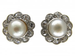 Diamond & Natural Pearl Earrings