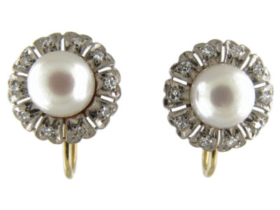 Pearl ​& Diamond Cluster Earrings