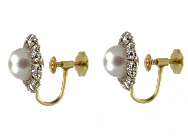 Pearl ​& Diamond Cluster Earrings