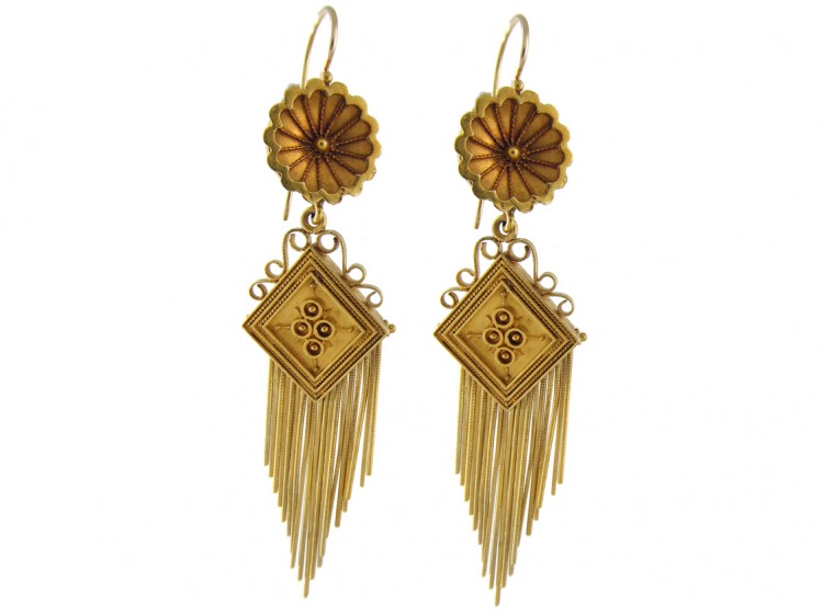 18ct Gold Victorian Tassle Drop Earrings