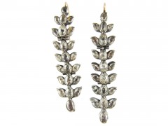 Georgian Silver & Paste Drop Leaf Motif Earrings