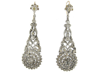 Long Drop Silver & Paste Edwardian Earrings
