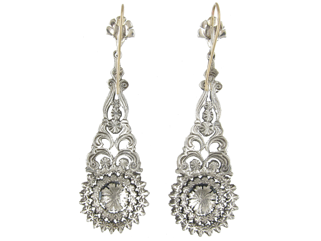 Long Drop Silver & Paste Edwardian Earrings (189E) | The Antique ...