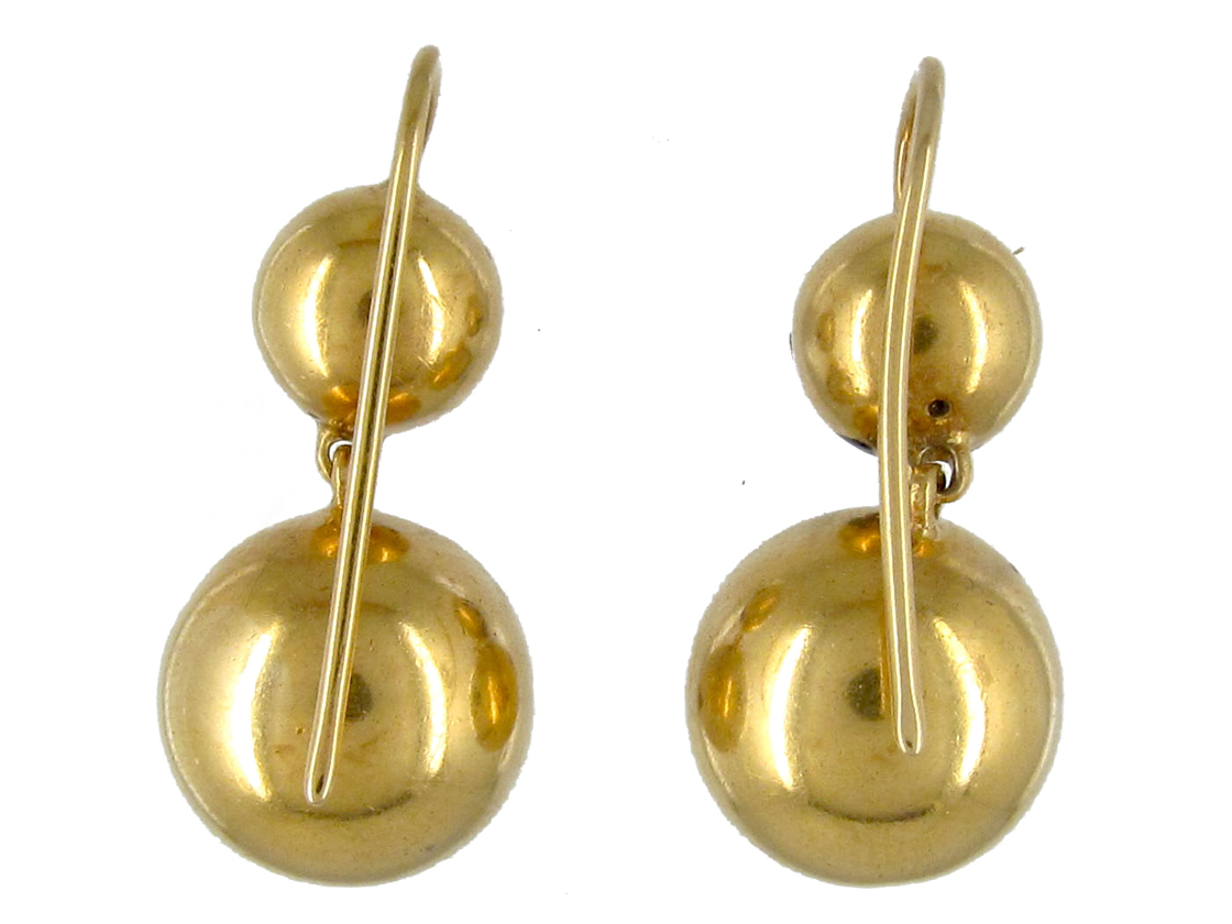 Victorian Ball & Star 18ct Gold Drop Earrings (151E) | The Antique ...