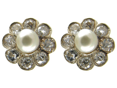 Pearl & Diamond Cluster Earstuds
