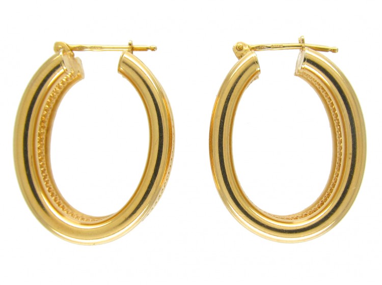 9ct Gold Oval Hoop Earrings