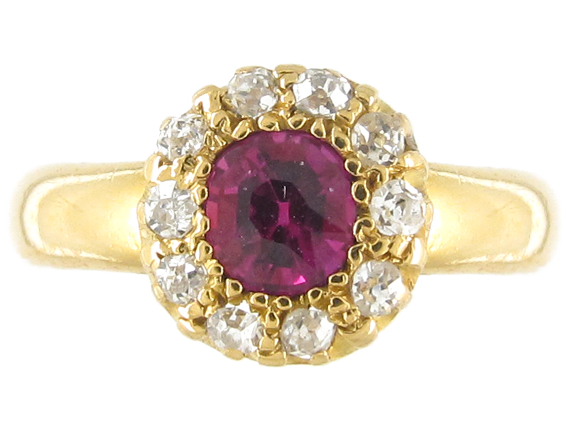 Edwardian Ruby & Diamond Cluster Ring (134E) | The Antique Jewellery ...