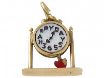 Art Deco Gold Clock Charm