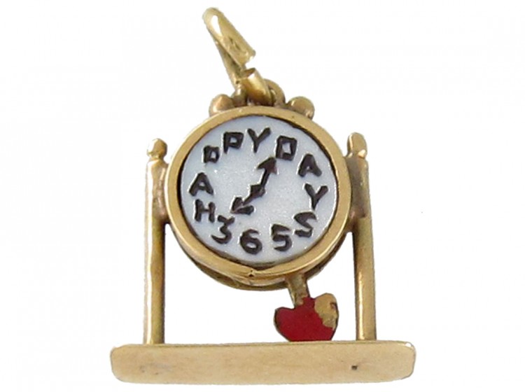 Art Deco Gold Clock Charm