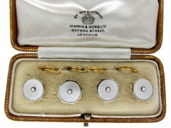 Set of Four 9ct Yellow & White Gold Buttons in Case