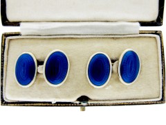 Blue & White Enamel 18ct Gold Cufflinks