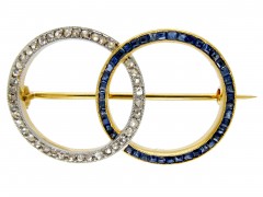 Sapphire & Diamond Double Circle Edwardian Brooch