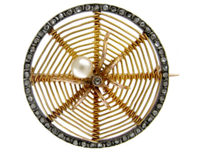 Spider in it’s Web 18ct Gold & Diamond Brooch