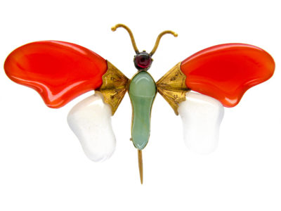 Georgian Gold & Agate Butterfly Brooch