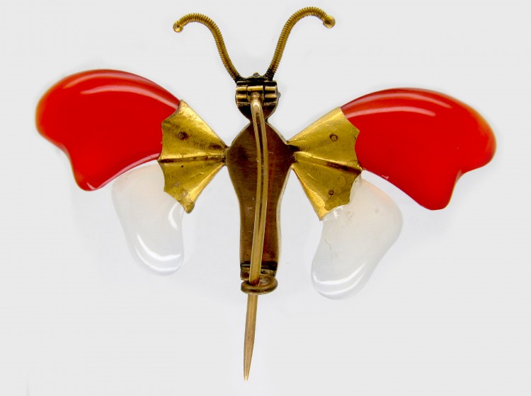 Georgian Gold & Agate Butterfly Brooch