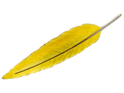 Silver & Enamel Feather Brooch