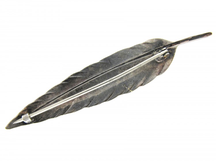 Silver & Enamel Feather Brooch