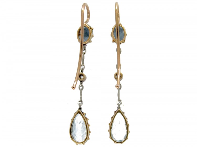 Aquamarine, Diamond & Platinum Edwardian Drop Earrings