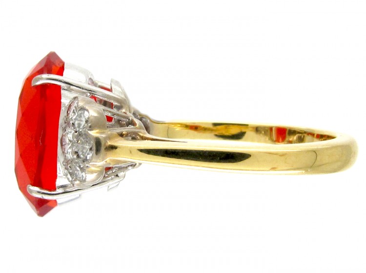 Diamond & Fire Opal 18ct Gold & Platinum Ring