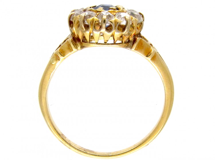 Edwardian 18ct Gold, Sapphire & Diamond Cluster Ring