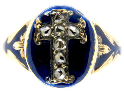 Royal Blue Enamel & Diamond Ring
