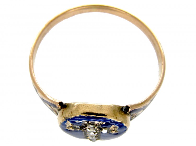 Royal Blue Enamel & Diamond Ring