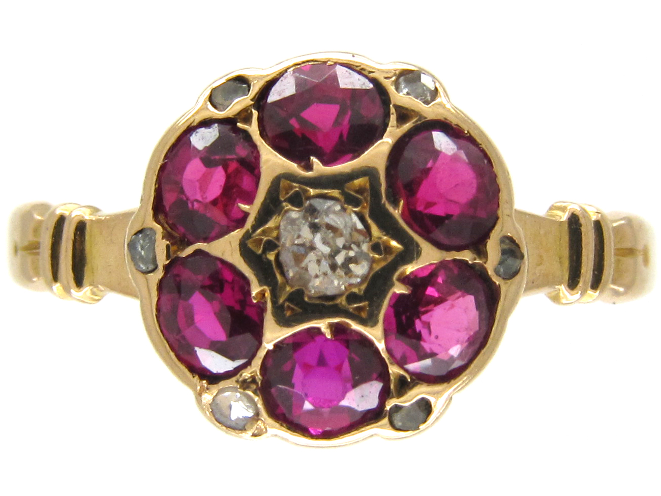 Edwardian Ruby & Diamond Cluster Ring (276E) | The Antique Jewellery ...