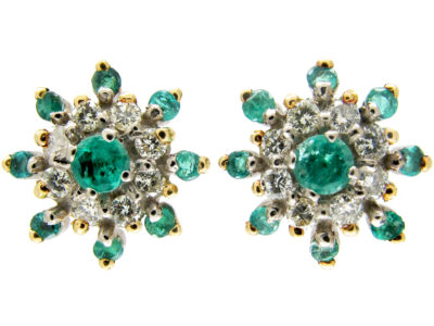 Emerald & Diamond Cluster Earrings
