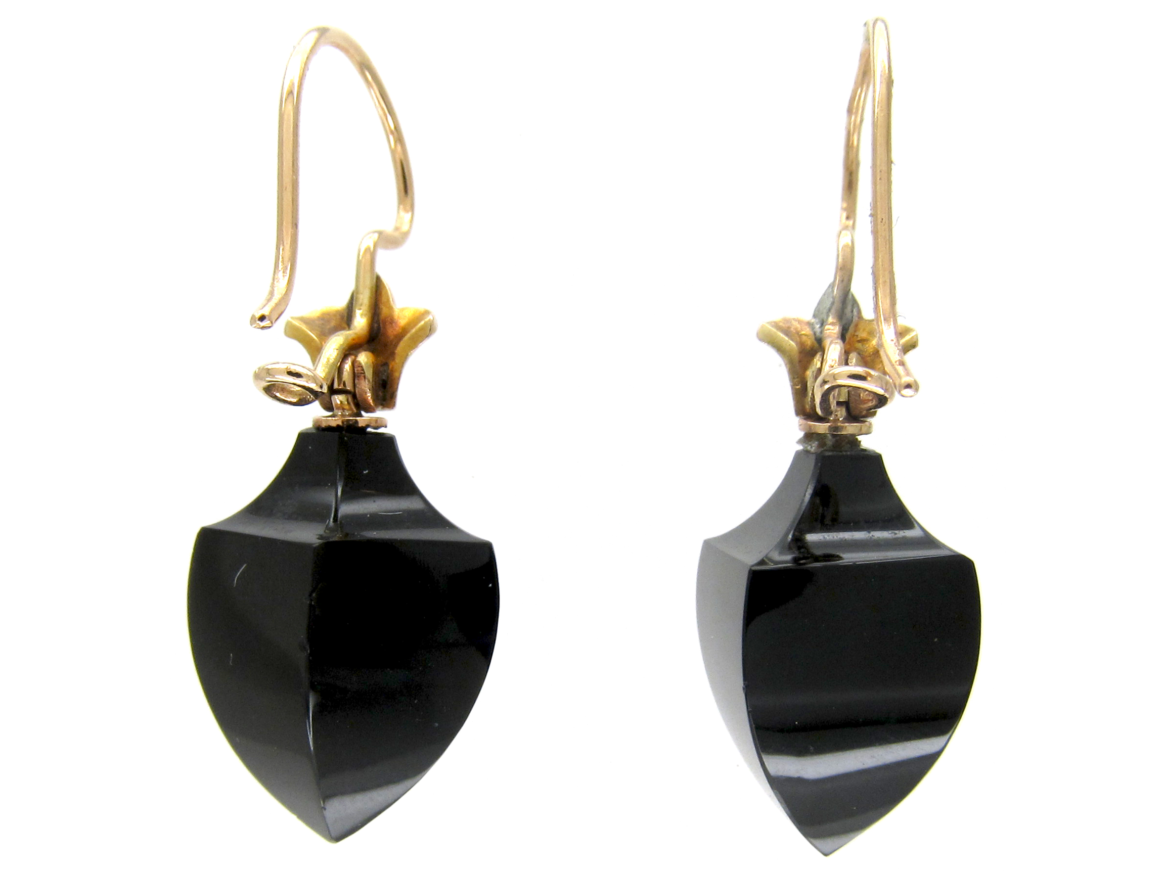 Onyx & Enamel Earrings (274E) | The Antique Jewellery Company