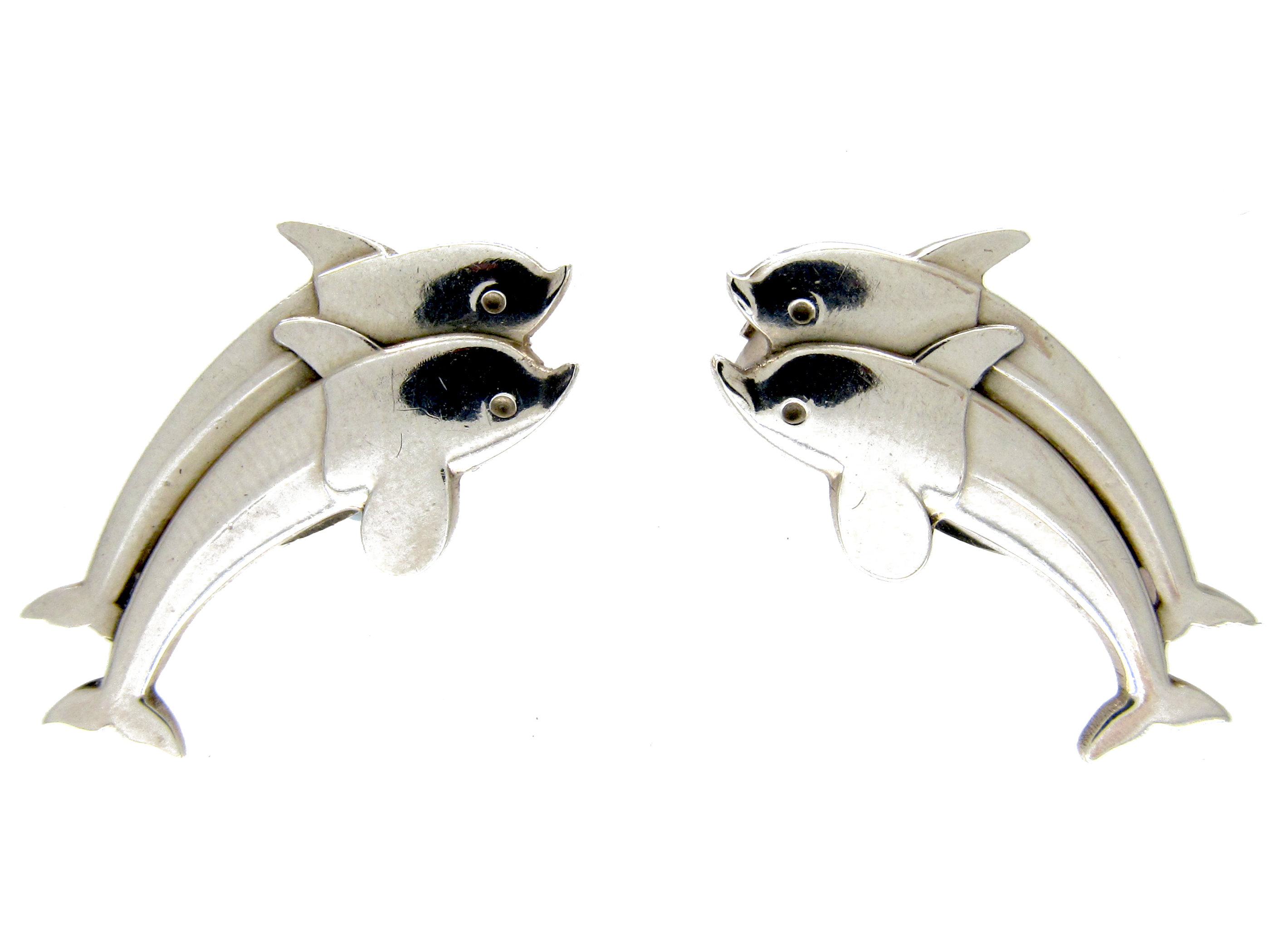 Georg Jensen Silver Dolphin Earrings (271E) | The Antique Jewellery Company