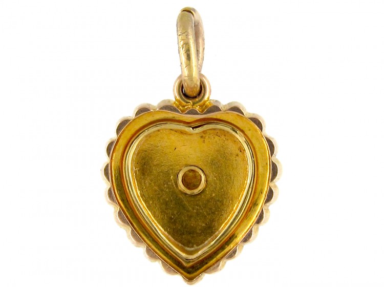 Gold, Guilloché Enamel & Seed Pearl Heart-Shaped Locket