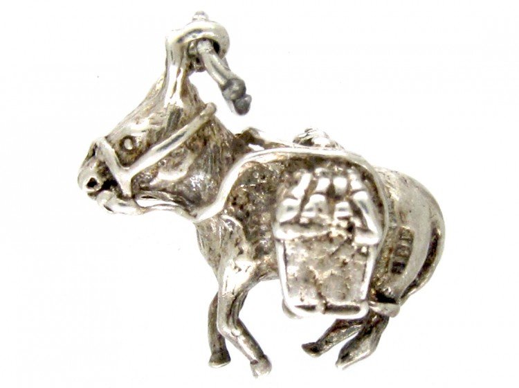 Silver Donkey with Panniers Silver Charm