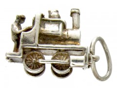 Silver Railway Steam Engine Charm