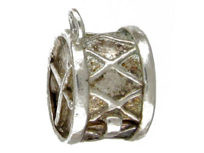 Silver Opening Drum Charm with Trumpeter within