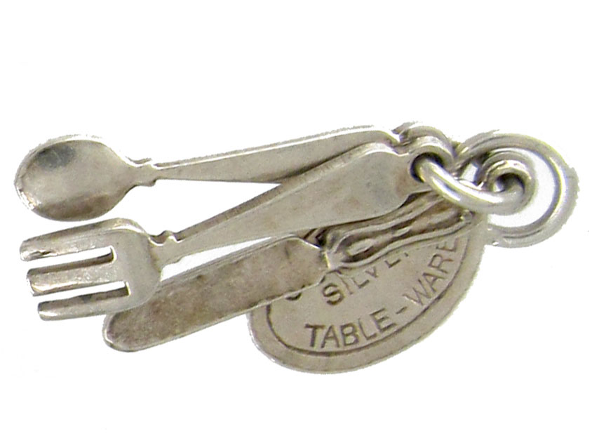 Silver Knife Fork & Spoon Charm (285E/9) The Antique Jewellery Company