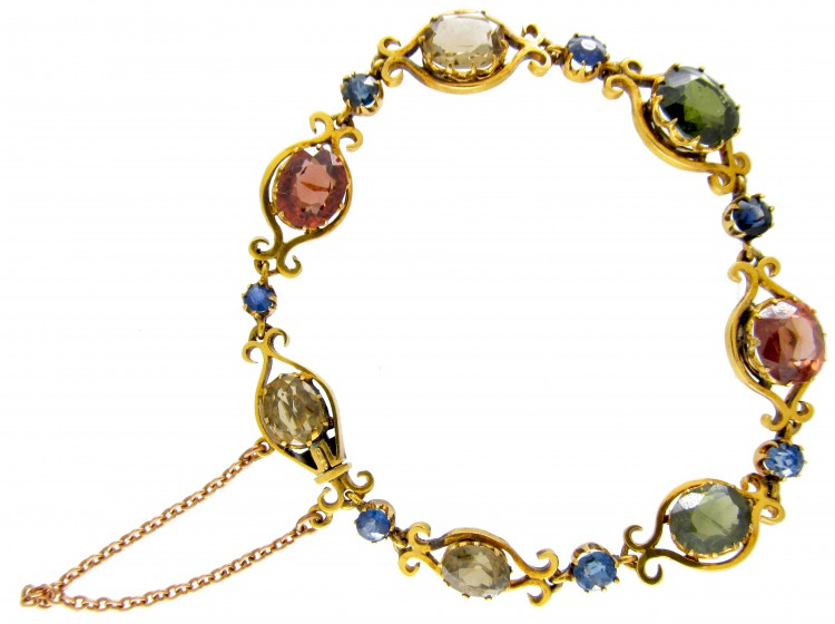Sapphire & Zircon 18ct Gold Bracelet