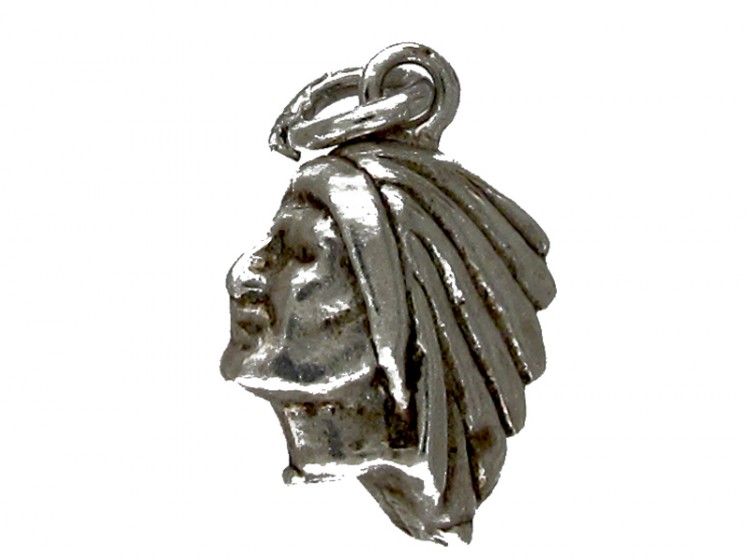 Silver Red Indian Charm